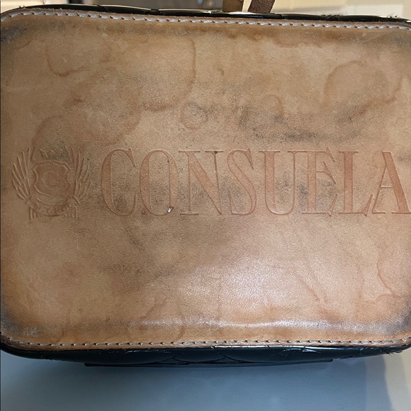 Consuela Black Patent Leather Bag with Tan and Green Accents - Picture 7 of 7